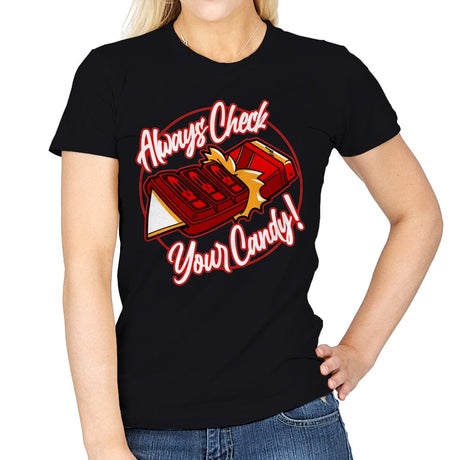Always Check Your Candy - Womens T-Shirts RIPT Apparel Small / Black