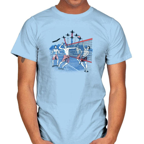 American Beach Volleyball Exclusive - Star-Spangled - Mens T-Shirts RIPT Apparel Small / Light Blue