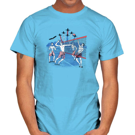 American Beach Volleyball Exclusive - Star-Spangled - Mens T-Shirts RIPT Apparel Small / Sky