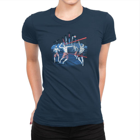 American Beach Volleyball Exclusive - Star-Spangled - Womens Premium T-Shirts RIPT Apparel Small / Midnight Navy