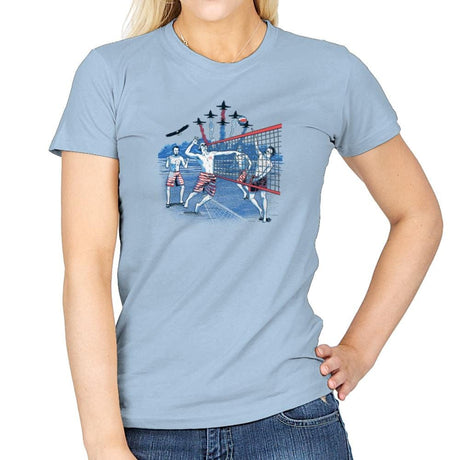 American Beach Volleyball Exclusive - Star-Spangled - Womens T-Shirts RIPT Apparel Small / Light Blue