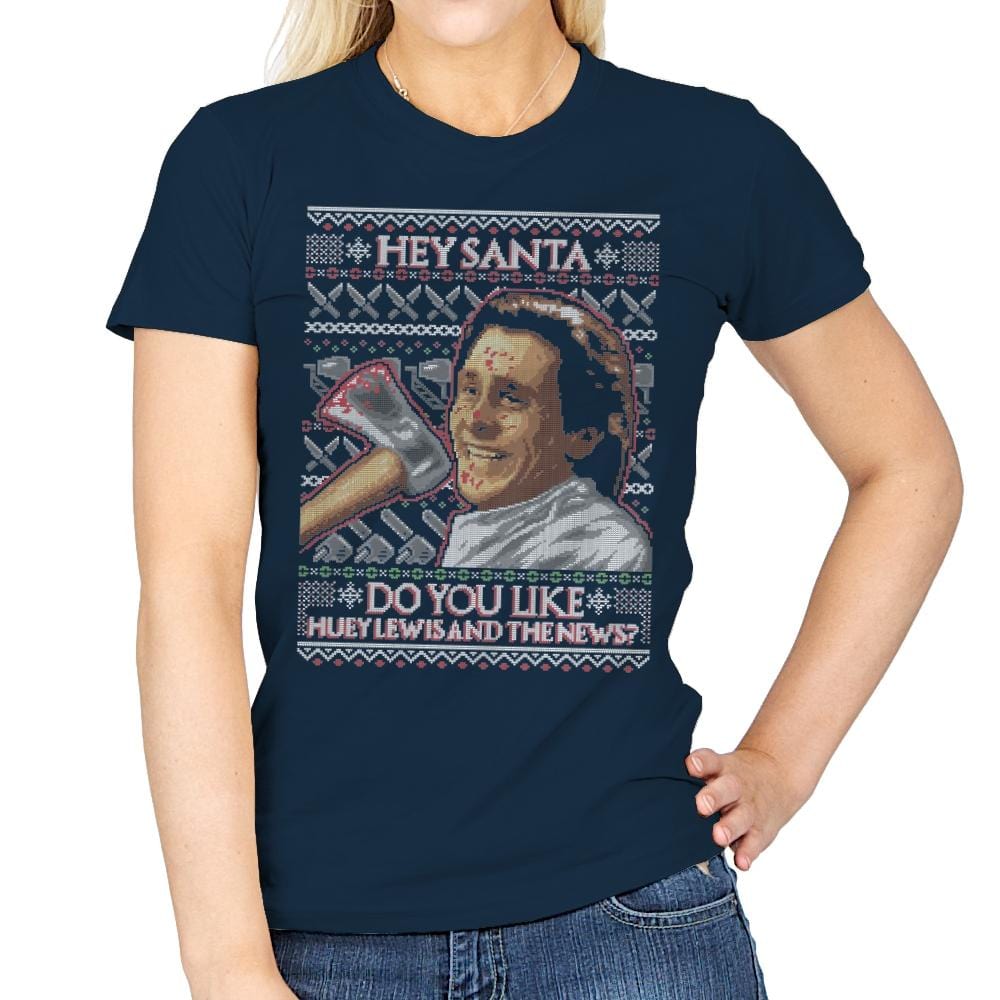 American Santa - Ugly Holiday - Womens T-Shirts RIPT Apparel Small / Navy