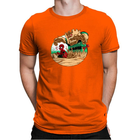 An Amazing Sand Castle - 80s Blaarg - Mens Premium T-Shirts RIPT Apparel Small / Classic Orange