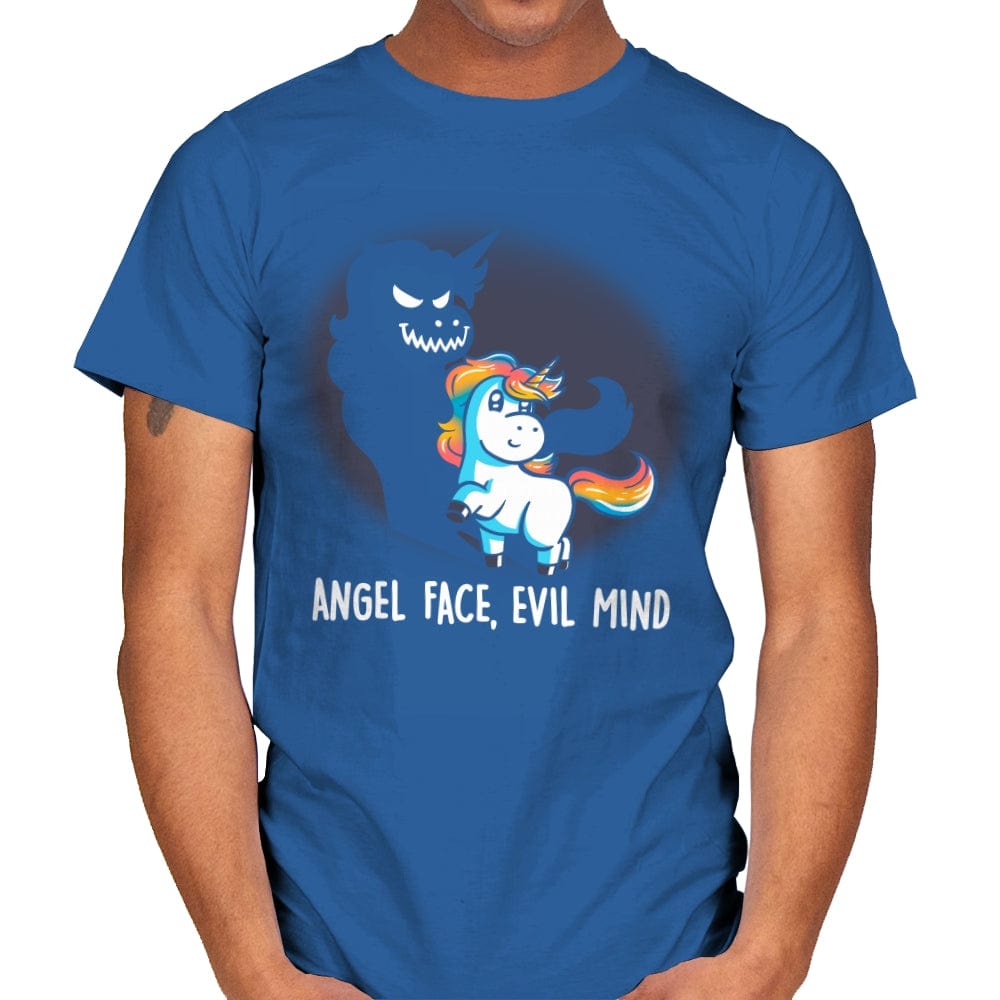 Angel Face Evil Mind - Mens T-Shirts RIPT Apparel Small / Royal