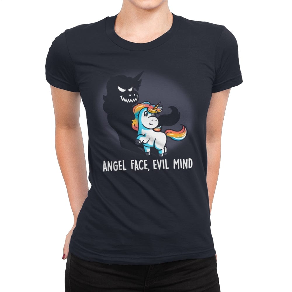 Angel Face Evil Mind - Womens Premium T-Shirts RIPT Apparel Small / Midnight Navy