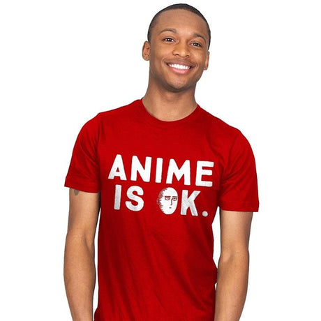 Anime is OK. - Mens T-Shirts RIPT Apparel Small / Red