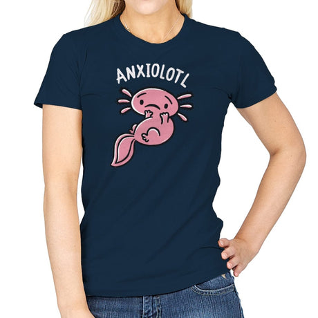 Anxiolotl - Womens T-Shirts RIPT Apparel Small / Navy