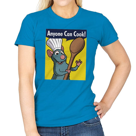 Anyone Can Cook! - Womens T-Shirts RIPT Apparel Small / Sapphire