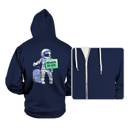 Anywhere but here - Hoodies Hoodies RIPT Apparel Small / Navy