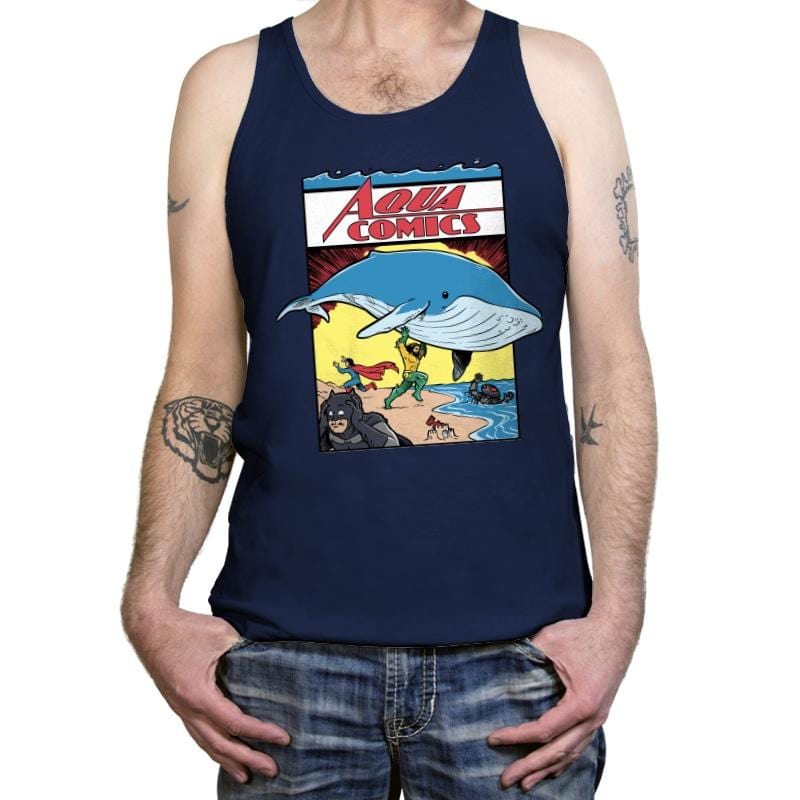 Aqua Comics #1 - Tanktop Tanktop RIPT Apparel X-Small / Navy