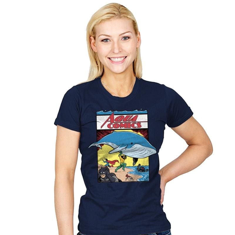 Aqua Comics #1 - Womens T-Shirts RIPT Apparel Small / Navy