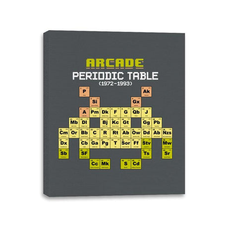 Arcade Periodic Table - Shirt Club - Canvas Wraps Canvas Wraps RIPT Apparel 11x14 / Charcoal