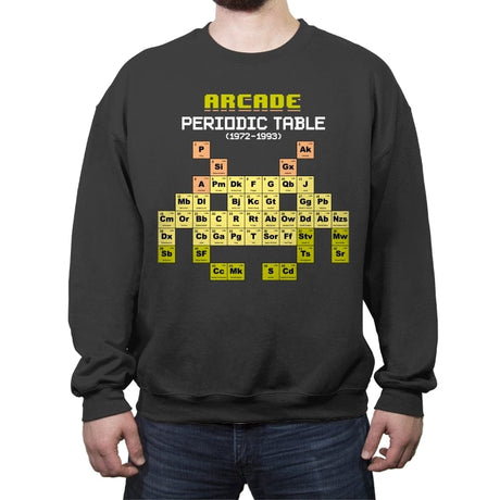 Arcade Periodic Table - Shirt Club - Crew Neck Sweatshirt Crew Neck Sweatshirt RIPT Apparel Small / Charcoal
