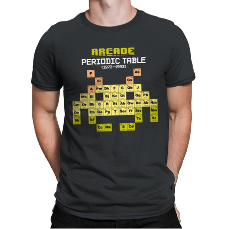 Arcade Periodic Table - Shirt Club - Mens Premium T-Shirts RIPT Apparel Small / Heavy Metal