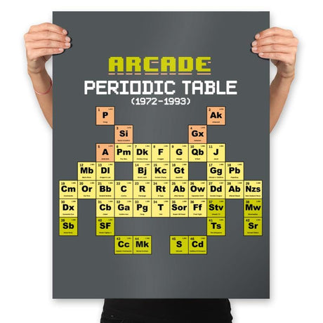 Arcade Periodic Table - Shirt Club - Prints Posters RIPT Apparel 18x24 / Charcoal