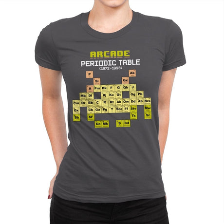 Arcade Periodic Table - Shirt Club - Womens Premium T-Shirts RIPT Apparel Small / Heavy Metal
