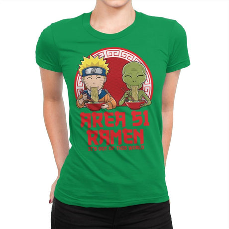 Area 51 Ramen - Womens Premium T-Shirts RIPT Apparel Small / Kelly Green