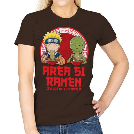 Area 51 Ramen - Womens T-Shirts RIPT Apparel Small / Dark Chocolate