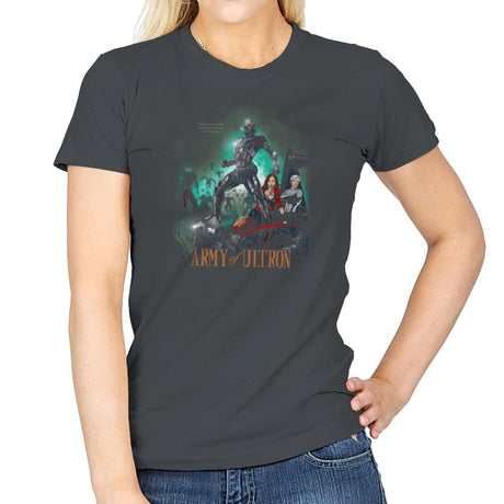 Army of Robots Exclusive - Womens T-Shirts RIPT Apparel Small / Charcoal