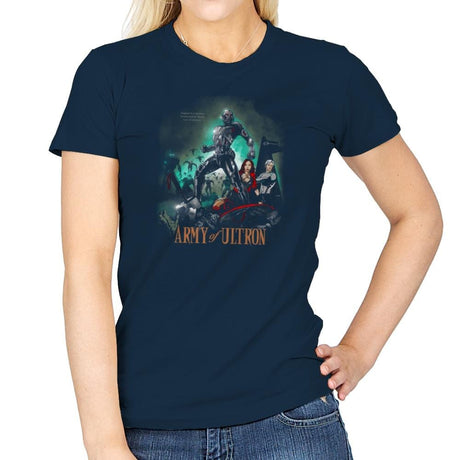 Army of Robots Exclusive - Womens T-Shirts RIPT Apparel Small / Navy