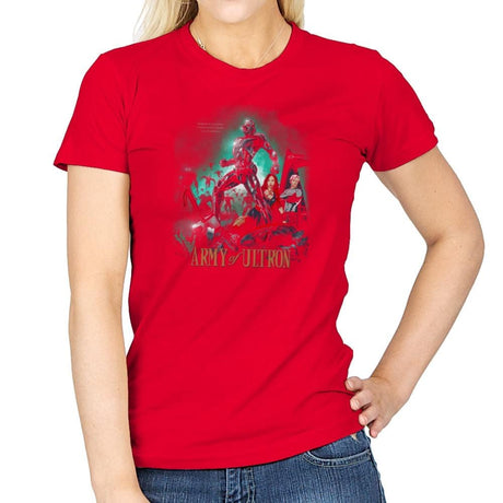 Army of Robots Exclusive - Womens T-Shirts RIPT Apparel Small / Red