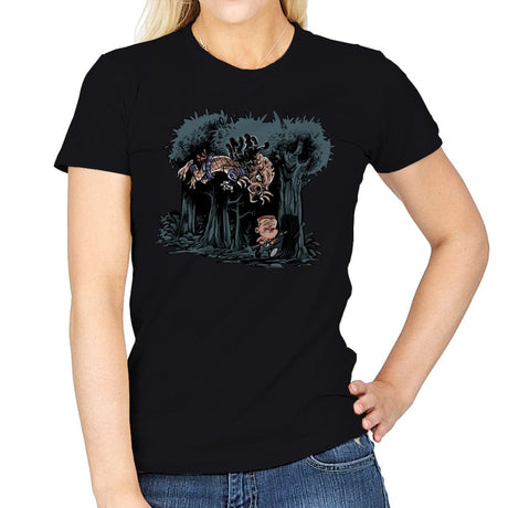 Arnie and Predator - Womens T-Shirts RIPT Apparel Small / Black
