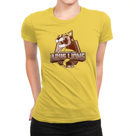 Arus Lions - 80s Blaarg - Womens Premium T-Shirts RIPT Apparel Small / Vibrant Yellow