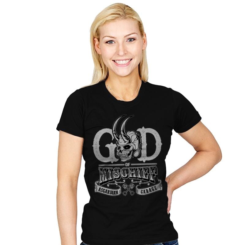 Asgardian Garage - Womens T-Shirts RIPT Apparel Small / Black