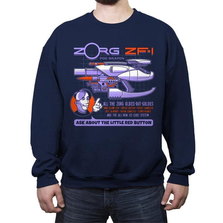 Ask About the Little Red Button - Crew Neck Sweatshirt Crew Neck Sweatshirt RIPT Apparel