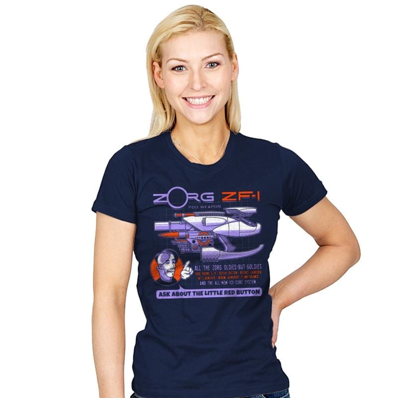 Ask About the Little Red Button - Womens T-Shirts RIPT Apparel Small / Navy