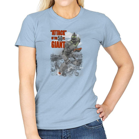 "Attack" of the 50 ft Giant Exclusive - Womens T-Shirts RIPT Apparel Small / Light Blue