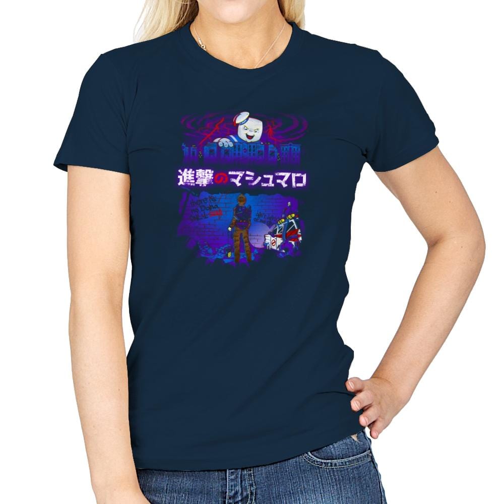 Attack on Marshmallow Exclusive - Womens T-Shirts RIPT Apparel Small / Navy