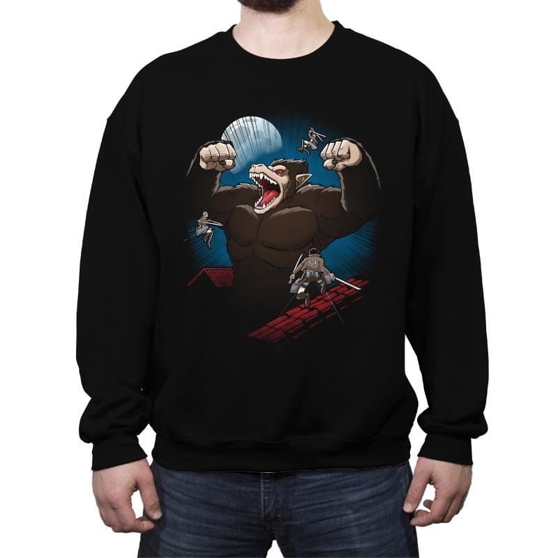 Attack on Ozaru - Crew Neck Sweatshirt Crew Neck Sweatshirt RIPT Apparel Small / Black