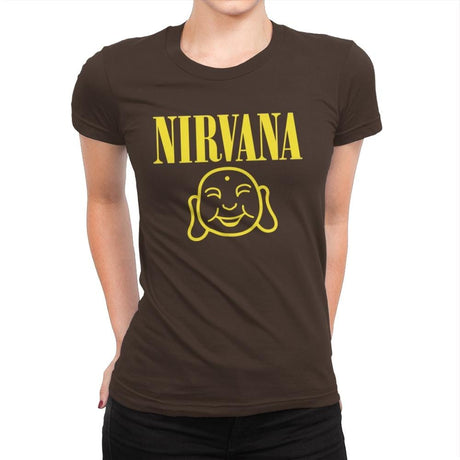 Attain Nirvana - Womens Premium T-Shirts RIPT Apparel Small / Dark Chocolate
