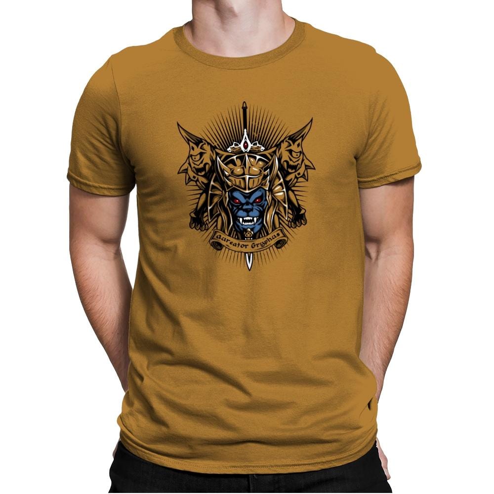 Aureator Gryphus - Zordwarts - Mens Premium T-Shirts RIPT Apparel Small / Antique Gold