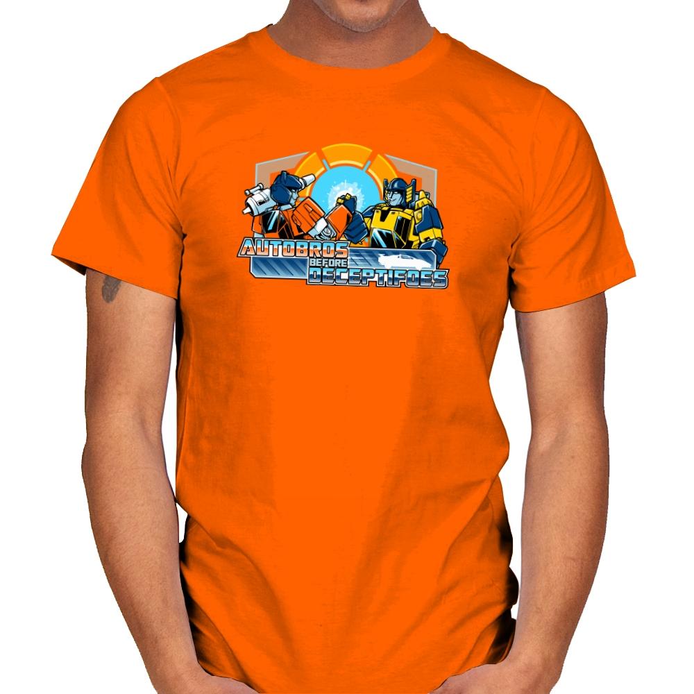 Autobros Before Decepti-foes Exclusive - Mens T-Shirts RIPT Apparel Small / Orange