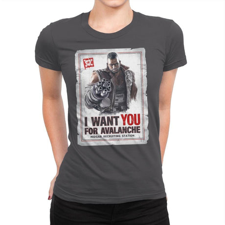 Avalanche Needs You - Womens Premium T-Shirts RIPT Apparel Small / Heavy Metal
