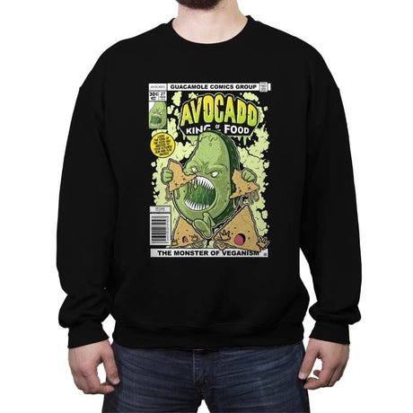 Avocado King of the Food - Crew Neck Sweatshirt Crew Neck Sweatshirt RIPT Apparel Small / Black