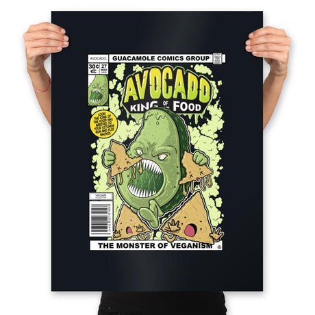 Avocado King of the Food - Prints Posters RIPT Apparel 18x24 / Black