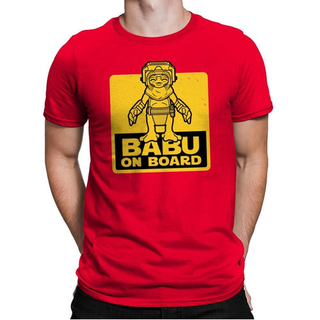 Babu on Board - Mens Premium T-Shirts RIPT Apparel Small / Red