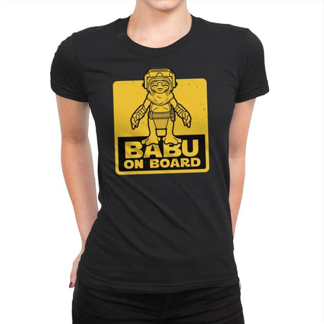 Babu on Board - Womens Premium T-Shirts RIPT Apparel Small / Black