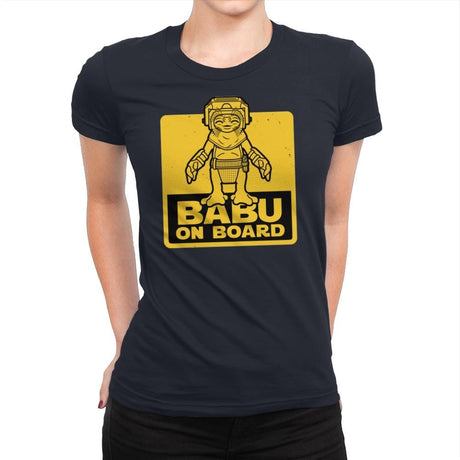 Babu on Board - Womens Premium T-Shirts RIPT Apparel Small / Midnight Navy