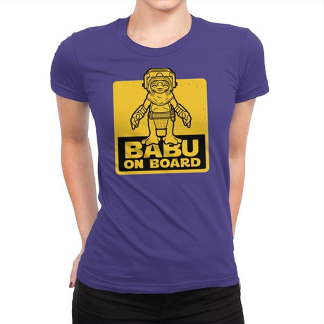 Babu on Board - Womens Premium T-Shirts RIPT Apparel Small / Purple Rush