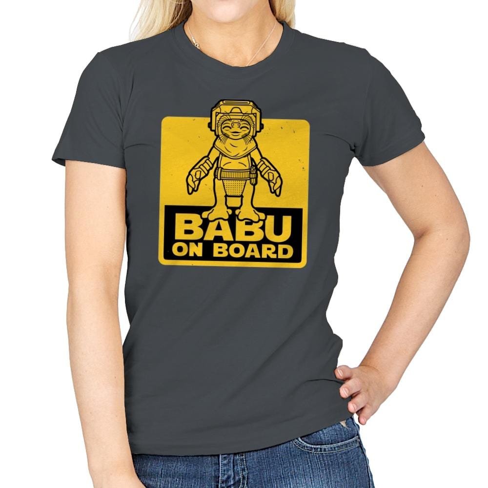 Babu on Board - Womens T-Shirts RIPT Apparel Small / Charcoal