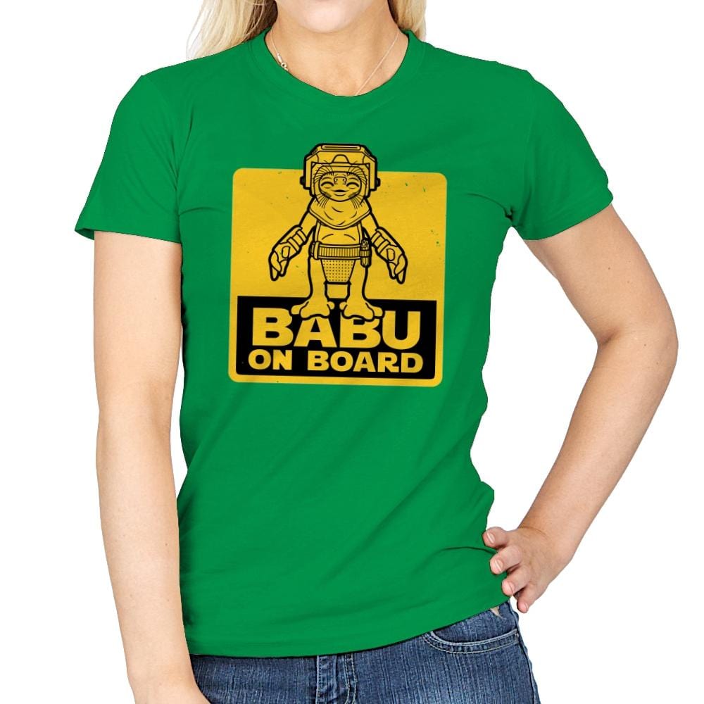 Babu on Board - Womens T-Shirts RIPT Apparel Small / Irish Green