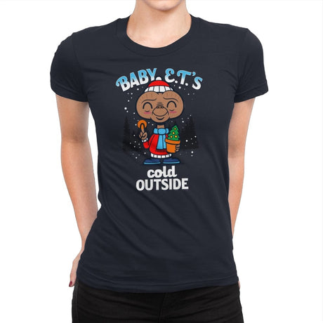 Baby E.T.'s Cold Outside - Womens Premium T-Shirts RIPT Apparel Small / Midnight Navy