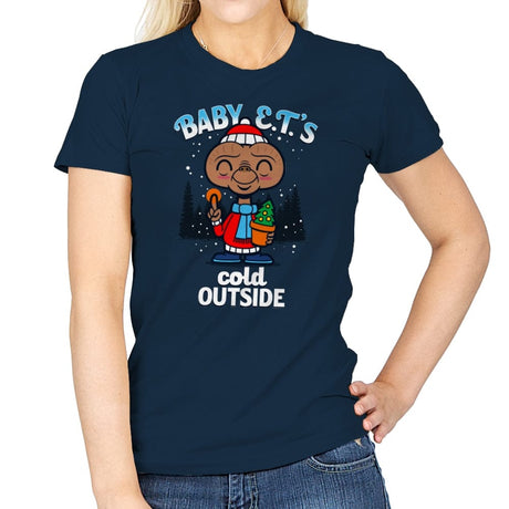 Baby E.T.'s Cold Outside - Womens T-Shirts RIPT Apparel Small / Navy