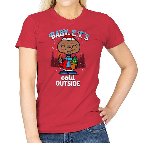 Baby E.T.'s Cold Outside - Womens T-Shirts RIPT Apparel Small / Red