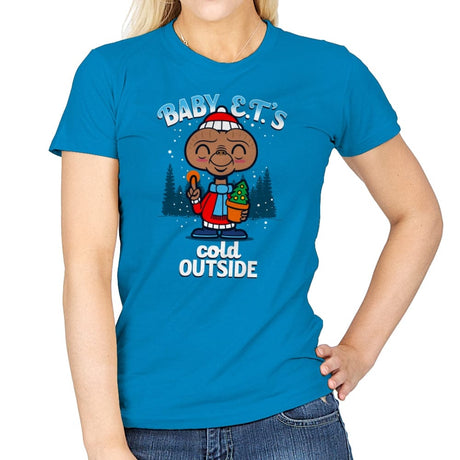 Baby E.T.'s Cold Outside - Womens T-Shirts RIPT Apparel Small / Sapphire