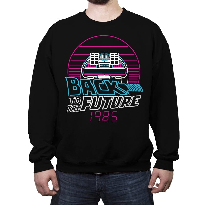 Back to the 80s - Crew Neck Sweatshirt Crew Neck Sweatshirt RIPT Apparel Small / Black